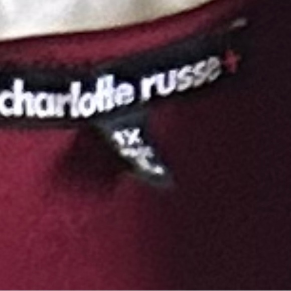 Charlotte Russe + Maroon/Burgundy V-Neck Scallop Dress: Size 1X - Picture 3 of 4